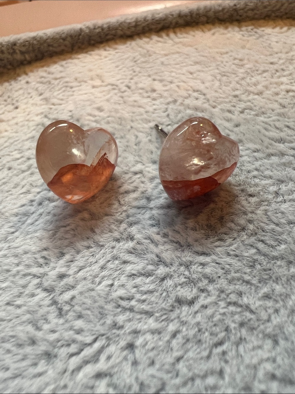 Heart Shaped Fire Quartz Stud Earrings - Women Jewelry